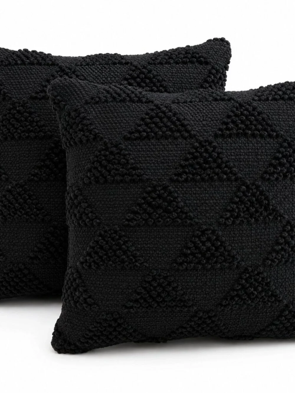 Original 21 Black Indoor Outdoor Throw Pillows Set of 2 18x18 Textured Accent
